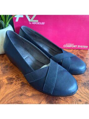 A2 By Aerosoles Womens Shoe 8.5 Truce Navy Blue Wedge Shoes With Box